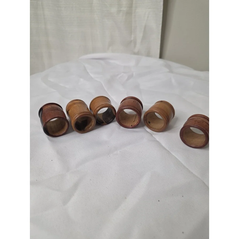 Assorted Wood Napkin Rings Lot Of 6
